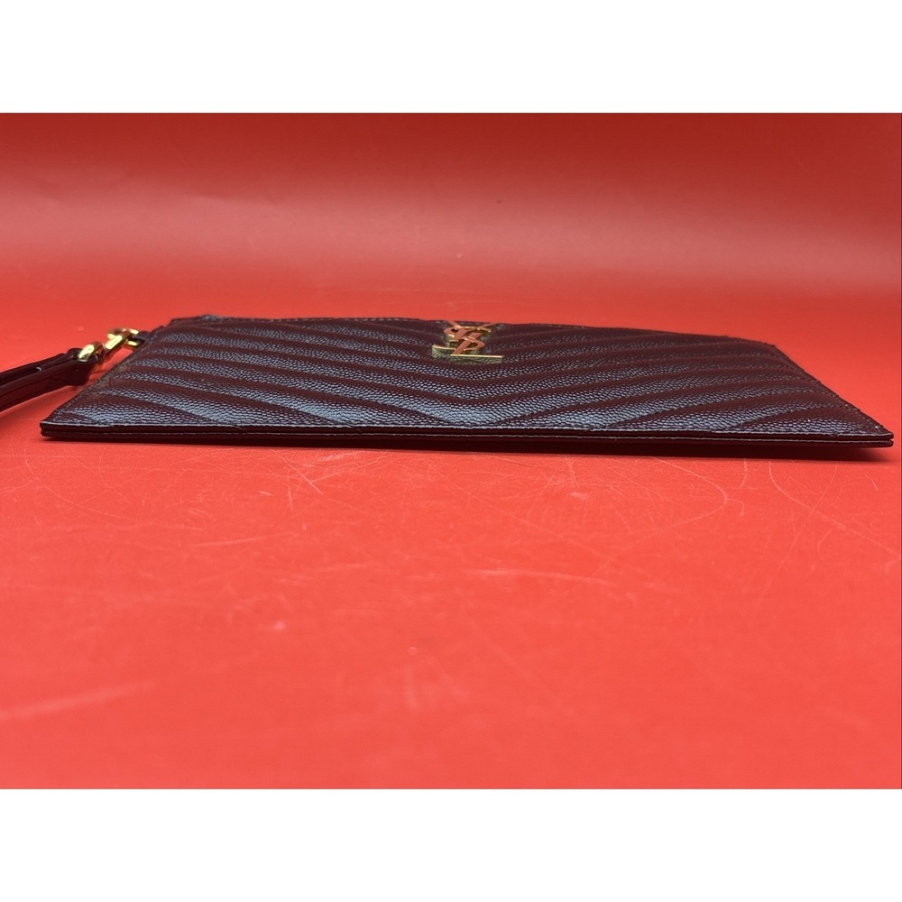 Saint Laurent Black Matelasse Gold Logo Wristlet Clutch - Picture 7 of 14